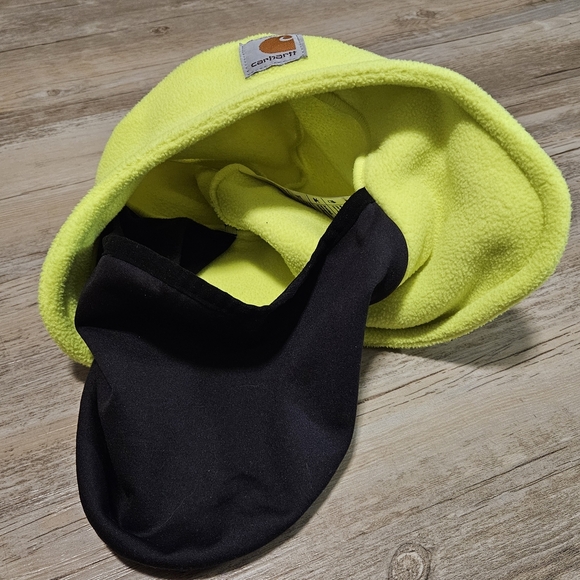 Carhartt Mens Brite Lime Fleece 2 In 1 Hat Balaclava - Picture 3 of 5